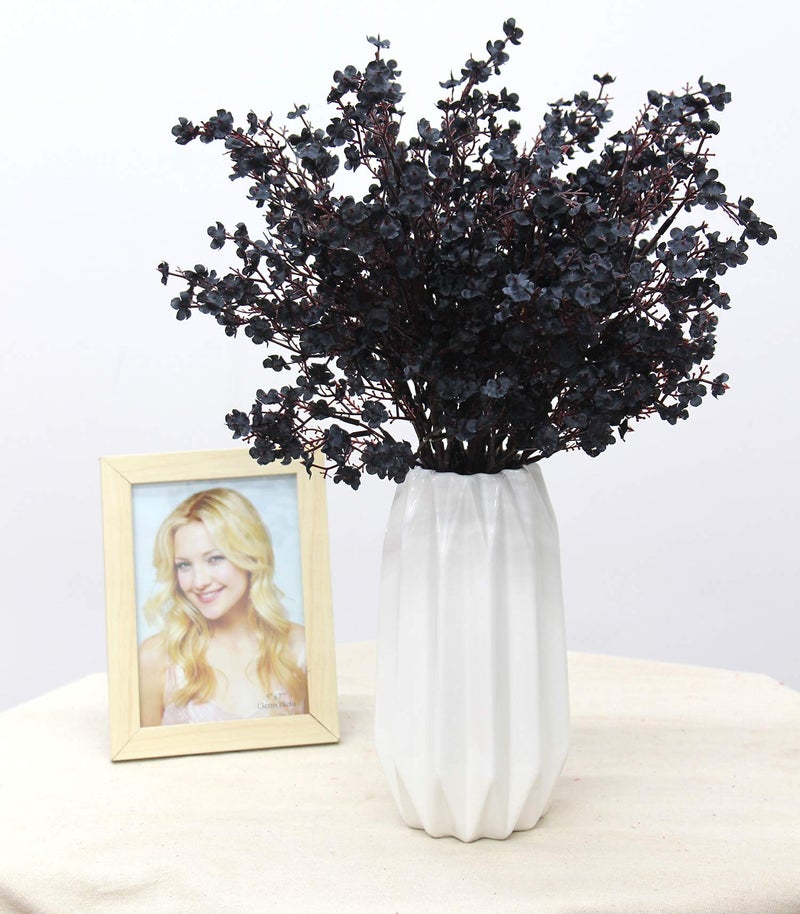JAKY Global JAKY-Global Babys Breath Fabric Cloth Artificial Flowers 6 Bundle European Fake Silk Plants Decor Wedding Party Decoration Bouquets Real Touch DIY Home Garden (Black-6pcs) - Image 2